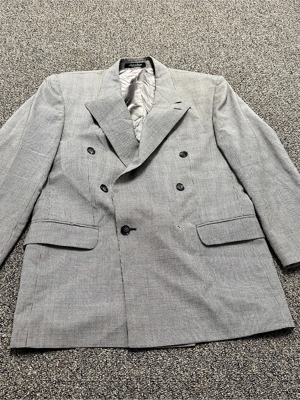 Bachrach Men’s Wool Houndstooth Blazer Gray & White Size 40R Formal Office